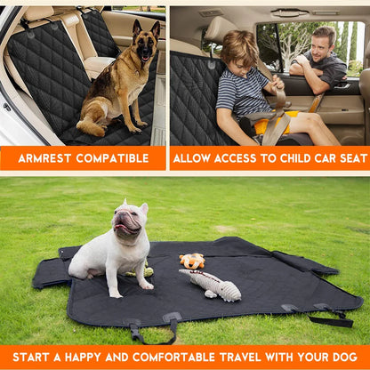 Dog Car Seat Cover - Waterproof Back Seat Protector for Pets, Non-Slip Design, Compatible with Most Cars, Trucks, and SUVs - Black